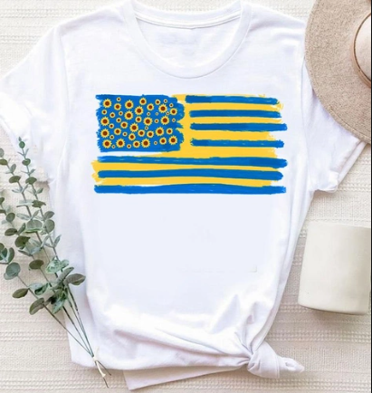 American flag Ukraine colors T-Shirt