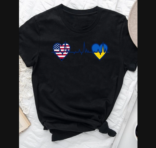 USA to Ukraine HEARTLINE T-Shirt